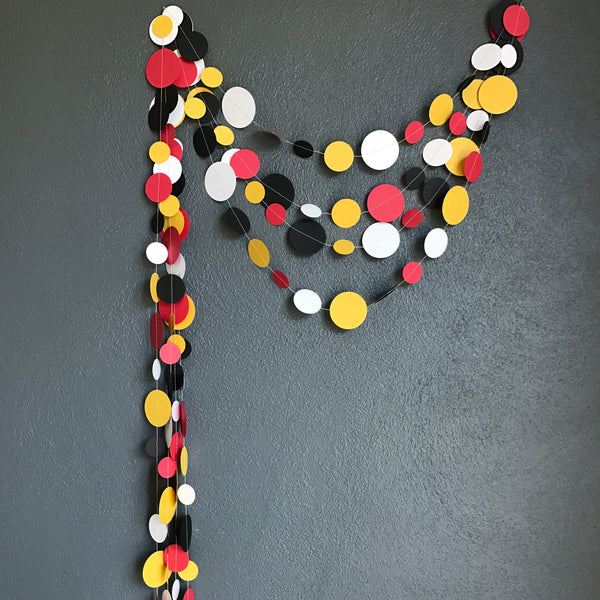 Black Red Yellow and White Paper Garland