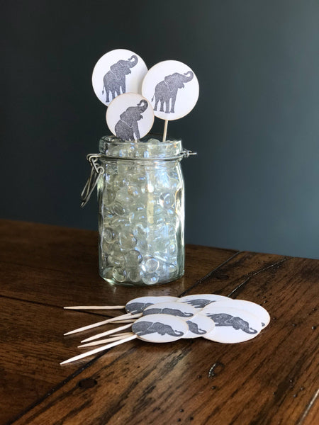 Grey Elephant Cupcake Toppers