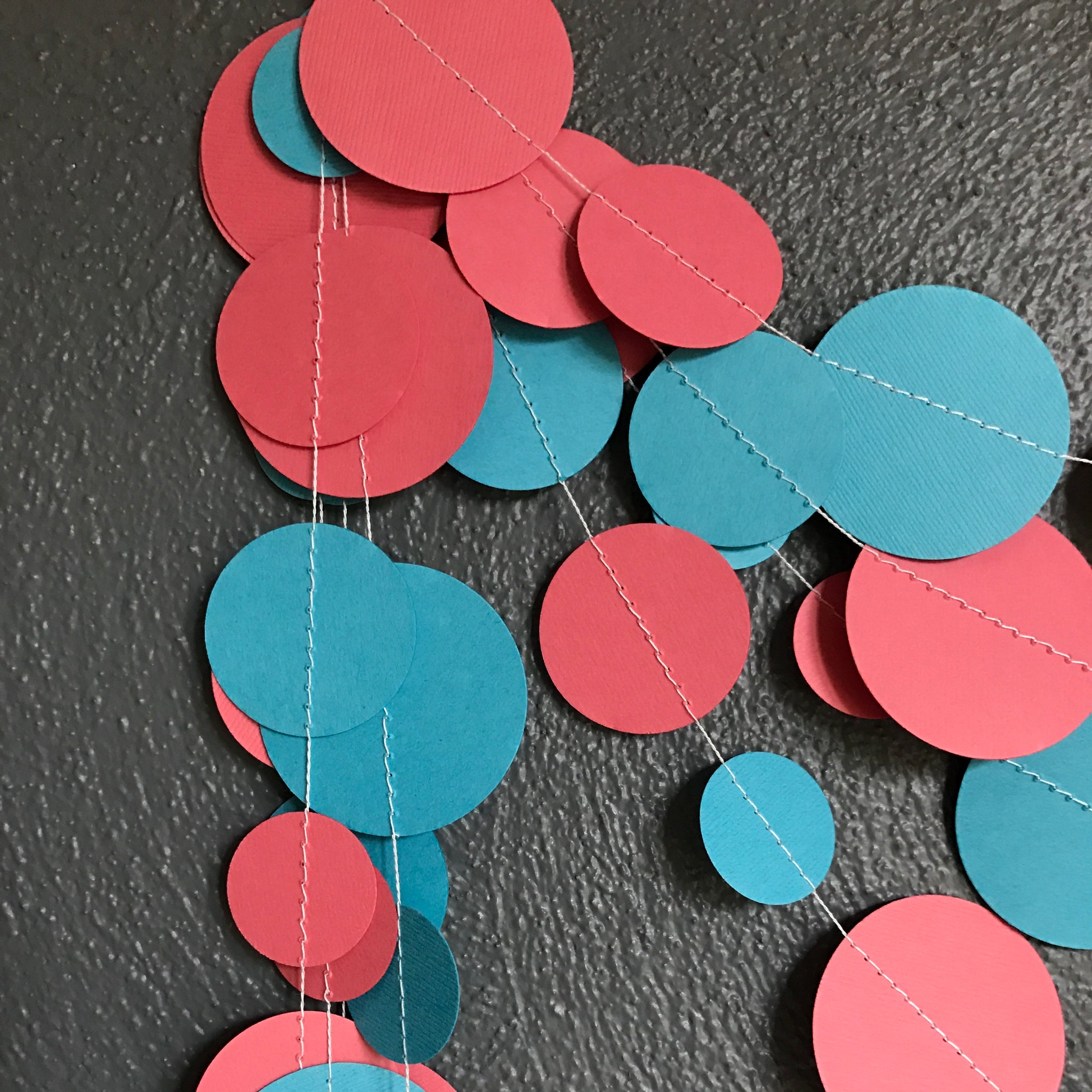 Coral Pink and Turquoise Paper Garland, Beach Theme Garland
