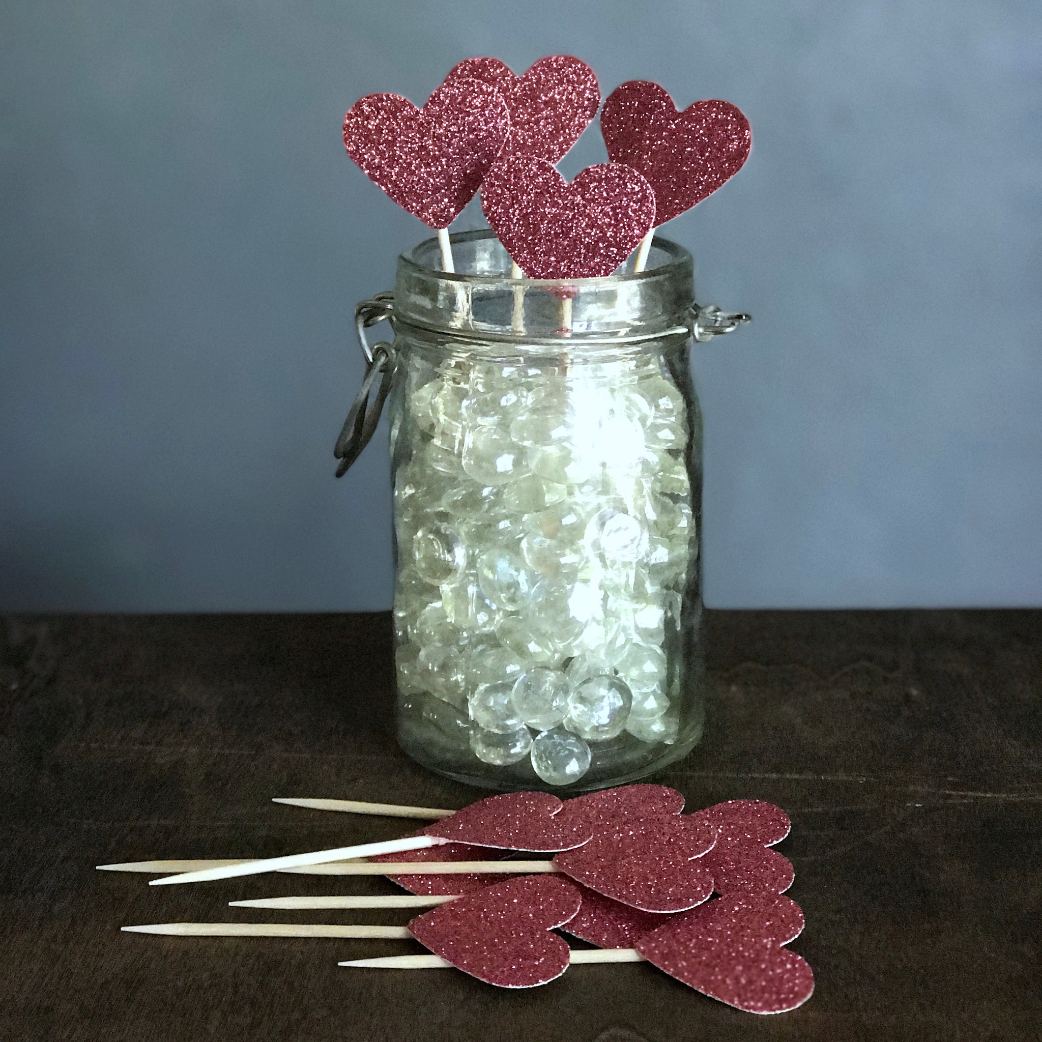 Glitter Heart Cupcake Toppers