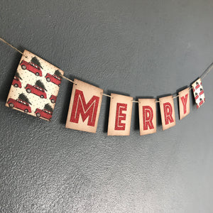 Merry Banner in Red Glitter