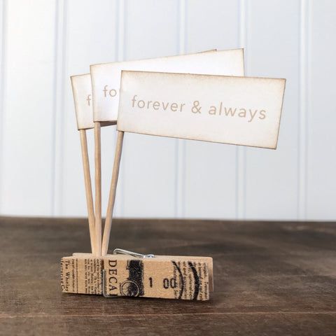 Wedding Cupcake Toppers 'forever & always'