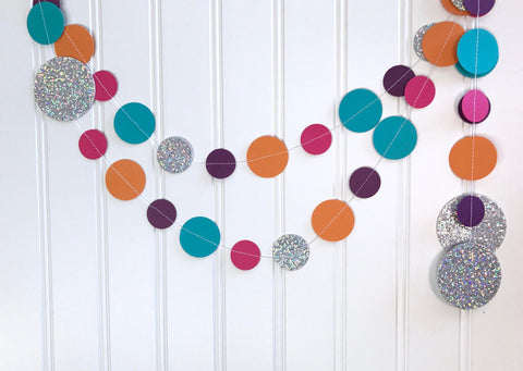 Disco Ball Garland, 70's Party Decoration, 5 ft. length