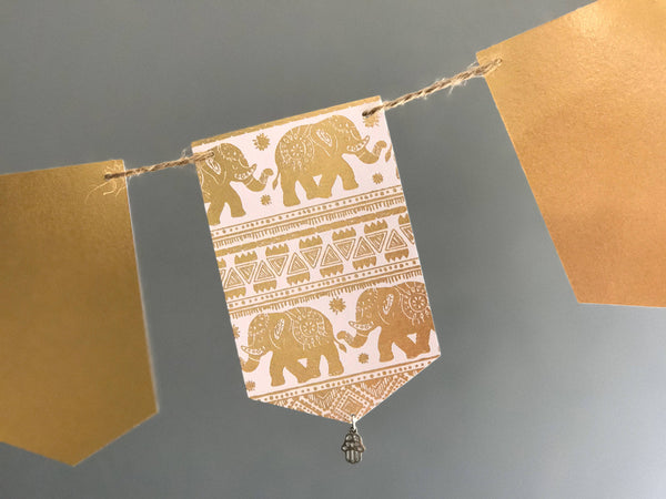 Gold Foil Boho style Elephant Banner