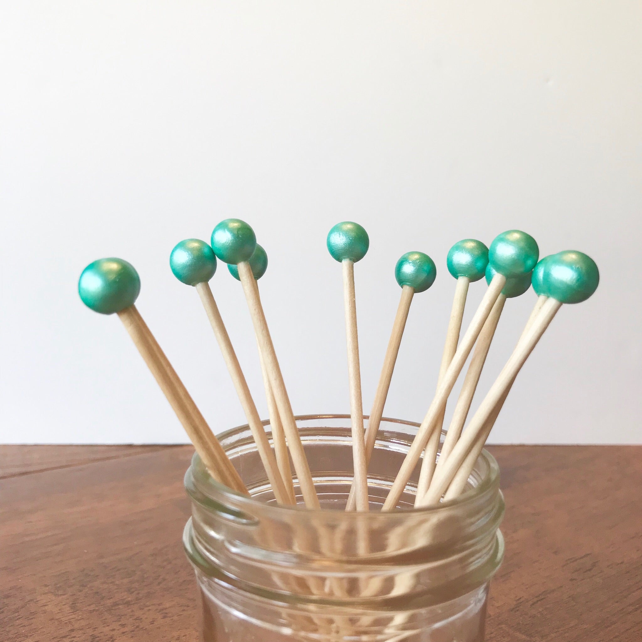 Metallic Teal Coffee, Drink and Cocktail Stirrers